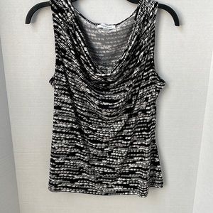 Women’s Calvin Klein, Black/White Print, Cowl Neck Tank, Like New, Size L
